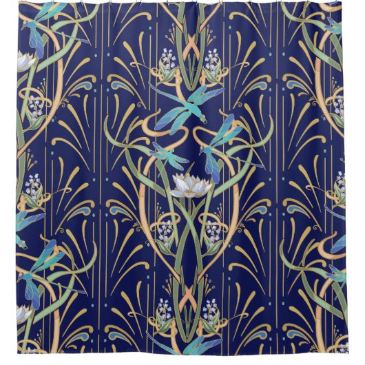 Art Nouveau Dragonflies Muster Duschvorhang (Vorderseite)