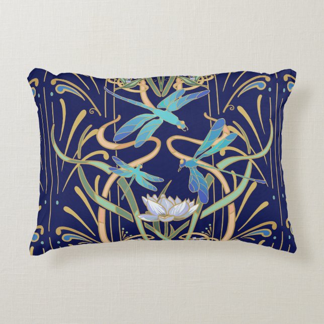Art Nouveau Dragonflies Pattern Dekokissen (Vorderseite)