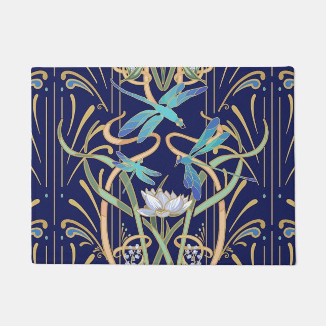 Art Nouveau Dragonflies Pattern Fußmatte (Vorderseite)