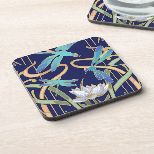 Art Nouveau Dragonflies Pattern Getränkeuntersetzer (Linke Seite)