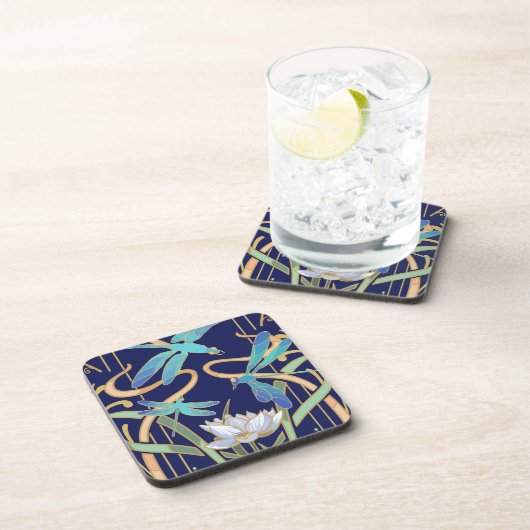 Art Nouveau Dragonflies Pattern Getränkeuntersetzer (Rechte Seite)