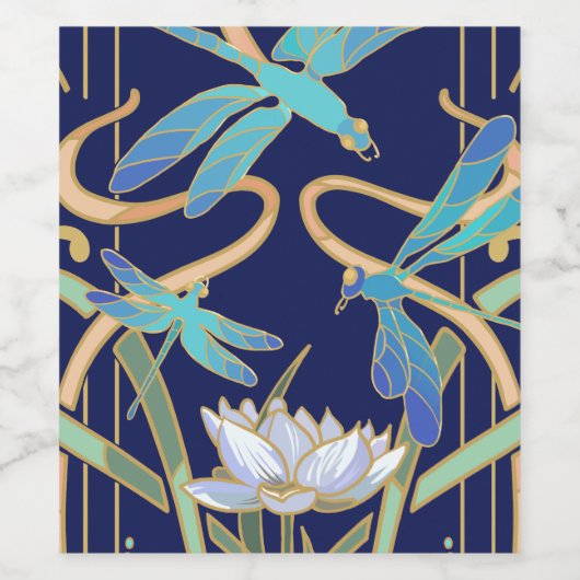 Art Nouveau Dragonflies Pattern Weinetikett (Einzelnes Label)