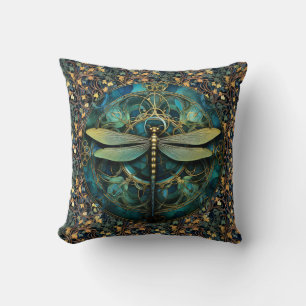 Art Nouveau Dragonfly auf Ivy Throw Kissen