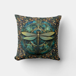 Art Nouveau Dragonfly auf Ivy Throw Kissen