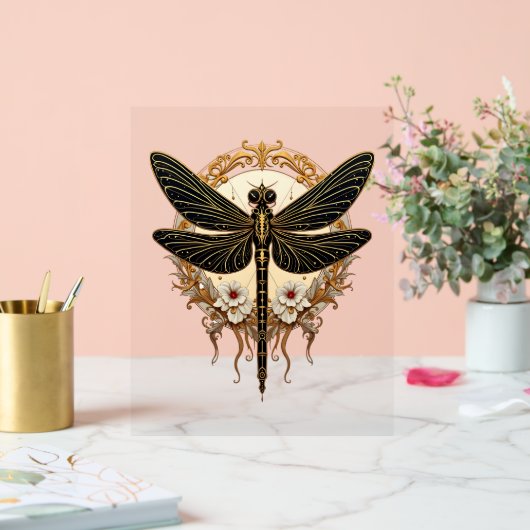 Art Nouveau Dragonfly Elegant Steampunk Acrylschild (Hochzeit)