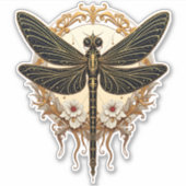 Art Nouveau Dragonfly Elegant Steampunk Aufkleber (Vorderseite)