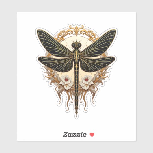 Art Nouveau Dragonfly Elegant Steampunk Aufkleber (Blatt)