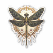 Art Nouveau Dragonfly Elegant Steampunk Aufkleber (Vorderseite)