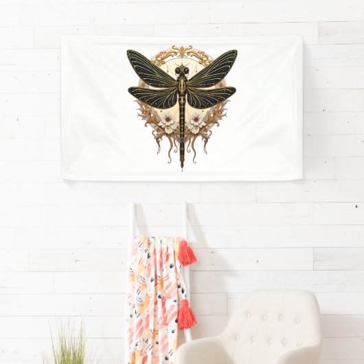 Art Nouveau Dragonfly Elegant Steampunk Banner (Insitu)