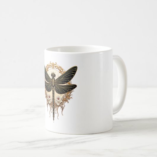 Art Nouveau Dragonfly Elegant Steampunk Kaffeetasse (VorderseiteRechts)