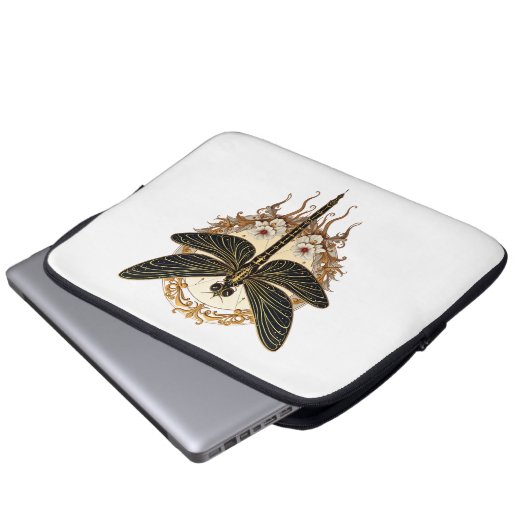 Art Nouveau Dragonfly Elegant Steampunk Laptopschutzhülle (Vorne Knopf)