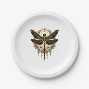 Art Nouveau Dragonfly Elegant Steampunk Pappteller