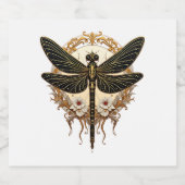 Art Nouveau Dragonfly Elegant Steampunk Schaumweinetikett (Einzelnes Label)