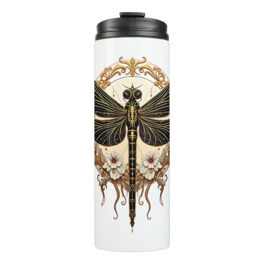 Art Nouveau Dragonfly Elegant Steampunk Thermosbecher (Vorderseite)