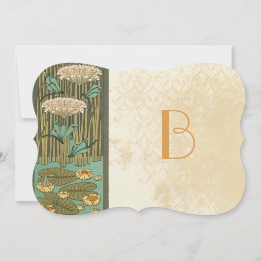 Art Nouveau Dragonfly Lily Pad Einladung Hochzeit (Rückseite)