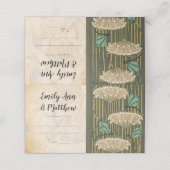 Art Nouveau Dragonfly Lily Pad Wedding Platzkarte (Außenseite Aufgefaltet)