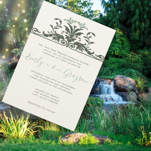 Art Nouveau Dragonfly Pale Mint Wedding Einladung