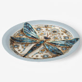 Art Nouveau Dragonfly Sapphires Pappteller (Schrägansicht)