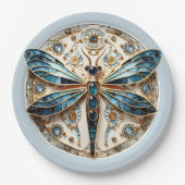 Art Nouveau Dragonfly Sapphires Pappteller (Vorderseite)