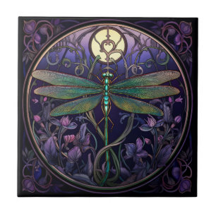 Art Nouveau Dragonfly Tile (Swamp Collection) Fliese