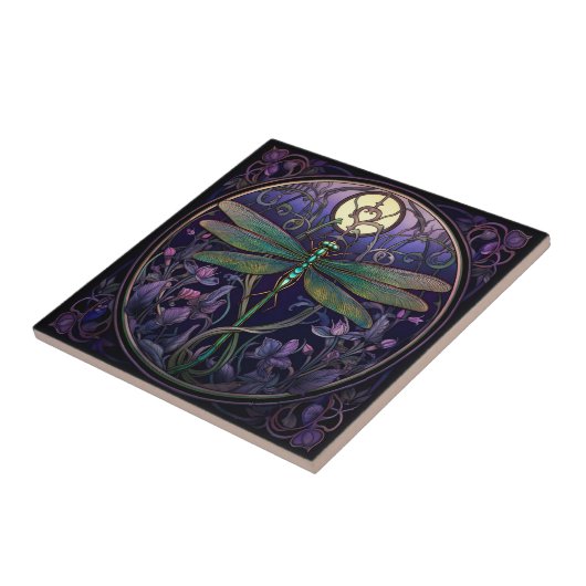Art Nouveau Dragonfly Tile (Swamp Collection) Fliese (Seite)