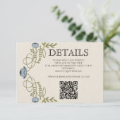 Art Nouveau Dusty Blue Wedding Details Website  Begleitkarte (Stehend Vorderseite)