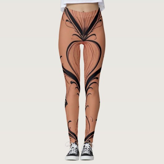 Art Nouveau Earth Tones Leggings (Vorderseite)