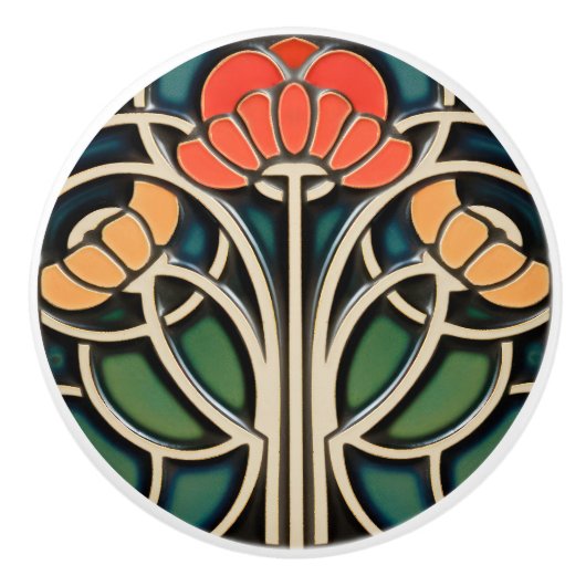 Art Nouveau Elegance Knobs Pull Keramikknauf (Vorderseite)