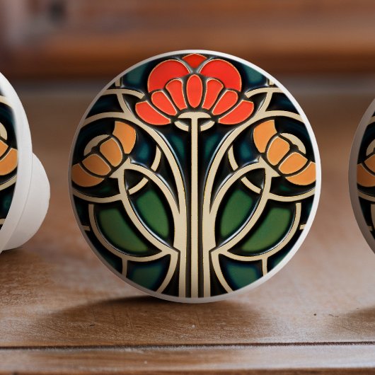 Art Nouveau Elegance Knobs Pull Keramikknauf