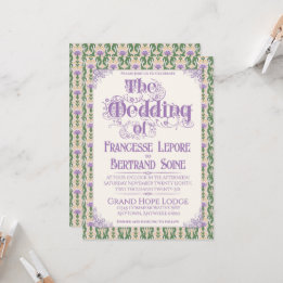 Art Nouveau Elegant Thistle Butter Yellow Einladung