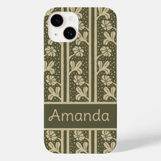 Art Nouveau Elegante Blume Beige und Sage Green Case-Mate iPhone Hülle (Rückseite)