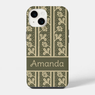 Art Nouveau Elegante Blumen Beige und Salbei Grün iPhone 14 Hülle