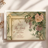 Art Nouveau Elegante Botanische Hochzeit Save The Date