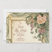 Art Nouveau Elegante Botanische Hochzeit Save The Date (Vorderseite)