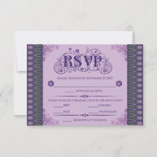 Art Nouveau Elegante Distel-Rand in Lila RSVP Karte