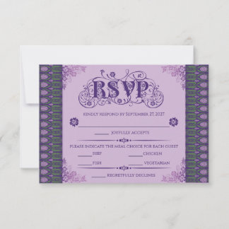 Art Nouveau Elegante Distel-Rand in Lila RSVP Karte