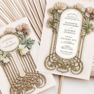 Art Nouveau Elegante Flora Motif Hochzeit Einladung