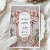 Art Nouveau Elegante Flora Motif Hochzeit Einladung