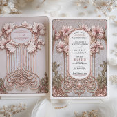 Art Nouveau Elegante Flora Motif Hochzeit Einladung