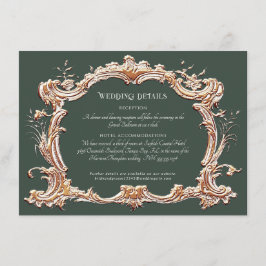 Art Nouveau Elegante Forest n Gold Wedding Details Begleitkarte