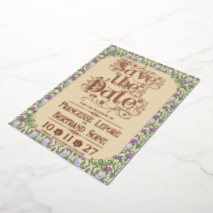 Art Nouveau Elegante Liebesvögel Vintage Gelb  Folieneinladung