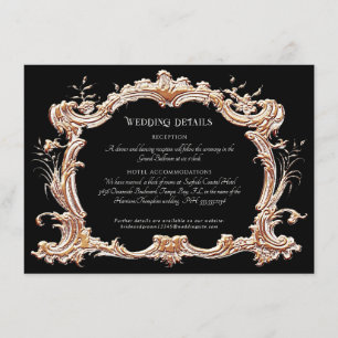 Art Nouveau Elegantes Gold Schwarz und Weiß Detail Begleitkarte