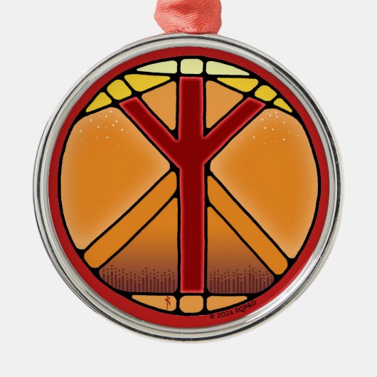 Art Nouveau Elhaz Rune of Protection Ornament Aus Metall (Vorne)