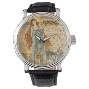 Art Nouveau Elsa Lohengrin Plakat mit Schwänen Armbanduhr