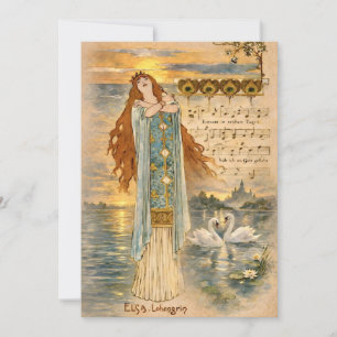 Art Nouveau Elsa Lohengrin Plakat mit Schwänen Einladung