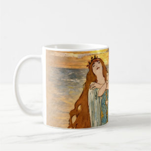 Art Nouveau Elsa Lohengrin Poster mit Schwänen Kaffeetasse