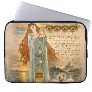 Art Nouveau Elsa Lohengrin Poster mit Schwänen Laptopschutzhülle