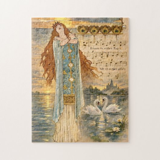Art Nouveau Elsa Lohengrin Poster with Swans  Puzzle (Vertikal)