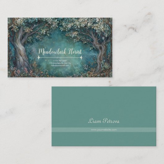 Art Nouveau Enchanted Forest Visitenkarte (Vorne/Hinten)