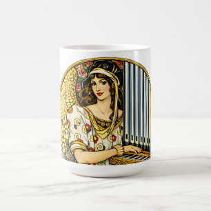 Art Nouveau Engel Orgelspieler Vintage Musik Kaffeetasse